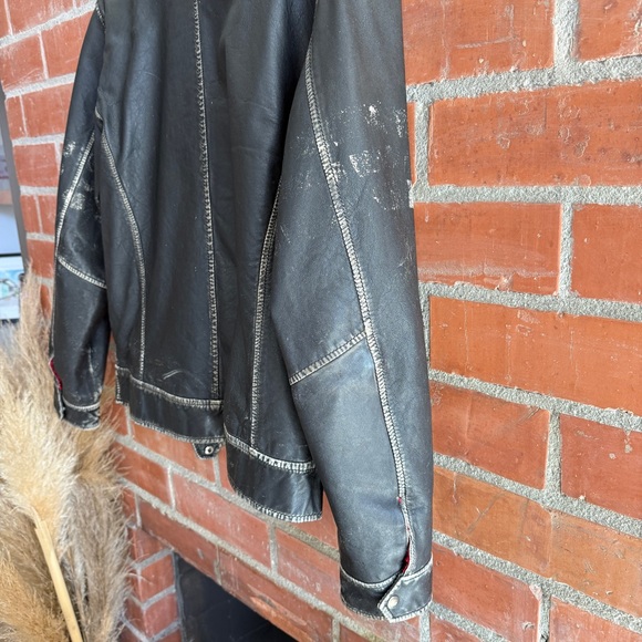 Vintage Motorcycle biker Leather Jacket unisex Fabric Life - Picture 16 of 16